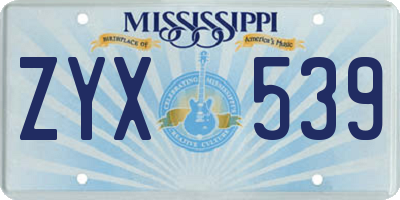 MS license plate ZYX539