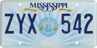 MS license plate ZYX542