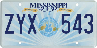 MS license plate ZYX543