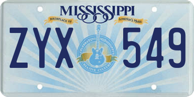 MS license plate ZYX549