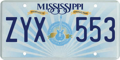 MS license plate ZYX553