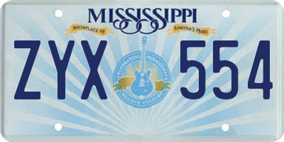 MS license plate ZYX554
