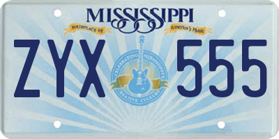 MS license plate ZYX555