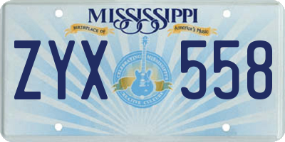MS license plate ZYX558