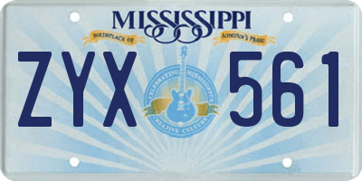 MS license plate ZYX561
