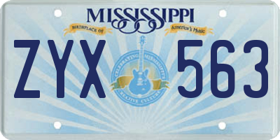MS license plate ZYX563