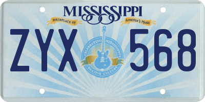 MS license plate ZYX568
