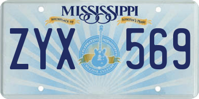 MS license plate ZYX569