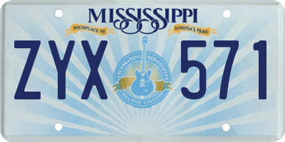 MS license plate ZYX571
