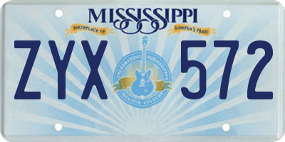 MS license plate ZYX572