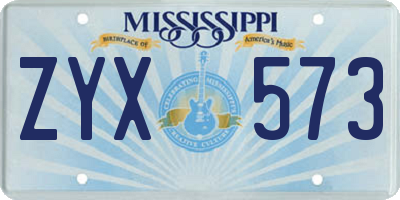 MS license plate ZYX573