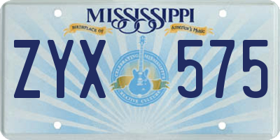 MS license plate ZYX575