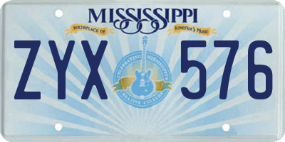MS license plate ZYX576