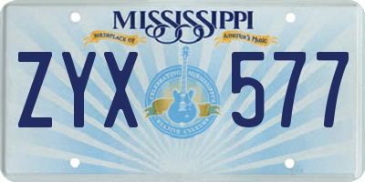 MS license plate ZYX577