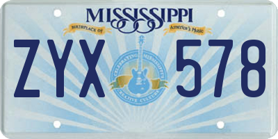 MS license plate ZYX578