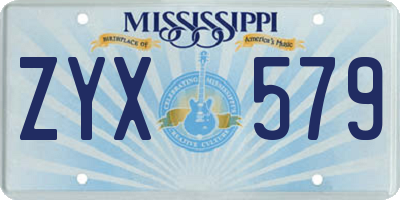 MS license plate ZYX579
