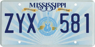 MS license plate ZYX581