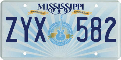 MS license plate ZYX582
