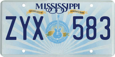 MS license plate ZYX583