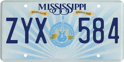 MS license plate ZYX584