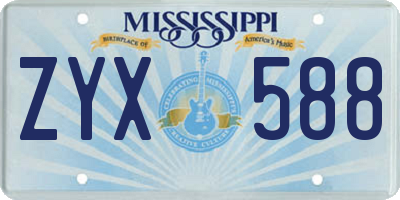 MS license plate ZYX588