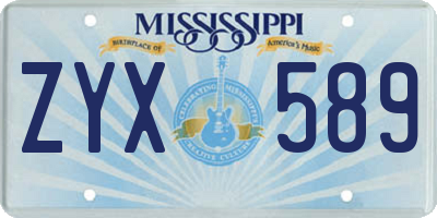 MS license plate ZYX589