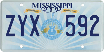 MS license plate ZYX592