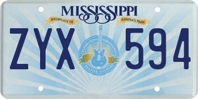 MS license plate ZYX594