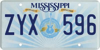 MS license plate ZYX596