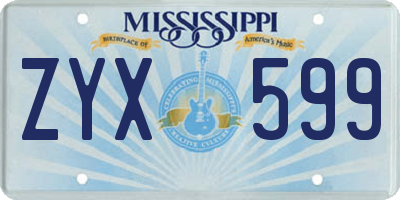 MS license plate ZYX599