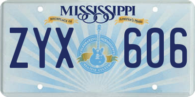 MS license plate ZYX606