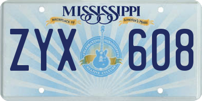 MS license plate ZYX608
