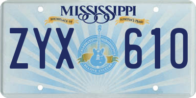 MS license plate ZYX610