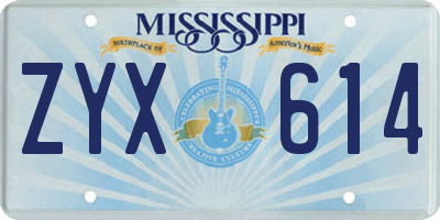 MS license plate ZYX614
