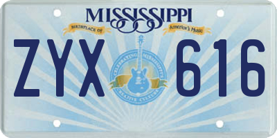 MS license plate ZYX616