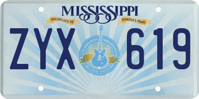 MS license plate ZYX619