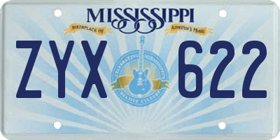 MS license plate ZYX622