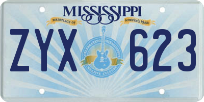 MS license plate ZYX623