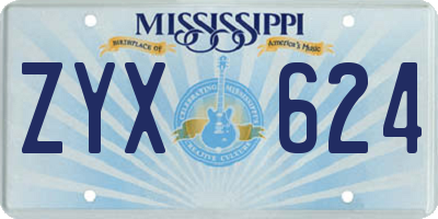 MS license plate ZYX624