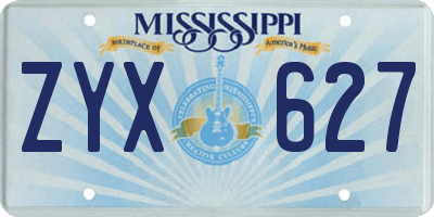 MS license plate ZYX627