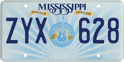 MS license plate ZYX628