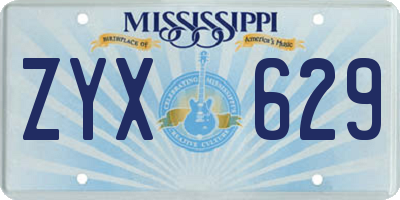 MS license plate ZYX629