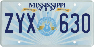 MS license plate ZYX630