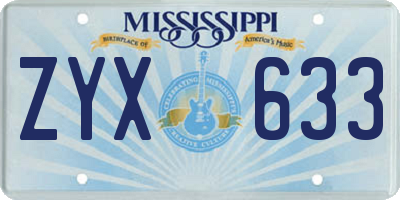 MS license plate ZYX633