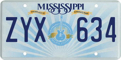 MS license plate ZYX634