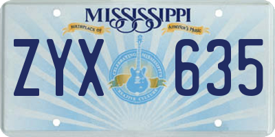 MS license plate ZYX635