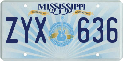 MS license plate ZYX636