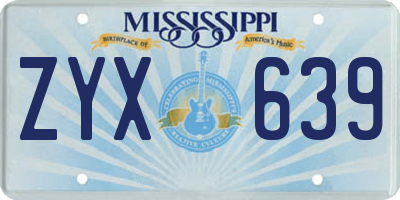 MS license plate ZYX639