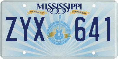 MS license plate ZYX641