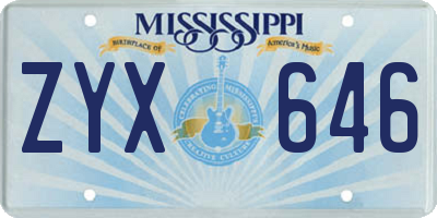 MS license plate ZYX646